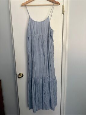 NWOT Abbeline (South Moon Under) Light Blue and White Striped Maxi Sundress